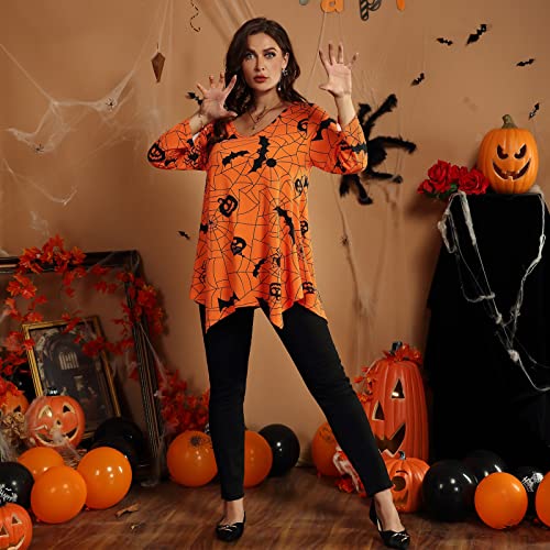 LARACE Plus Size Tops for Women Tunic Asymmetrical Dress Shirts 3/4 Sleeve V Neck Flowy Ladies Clothes for Leggings2