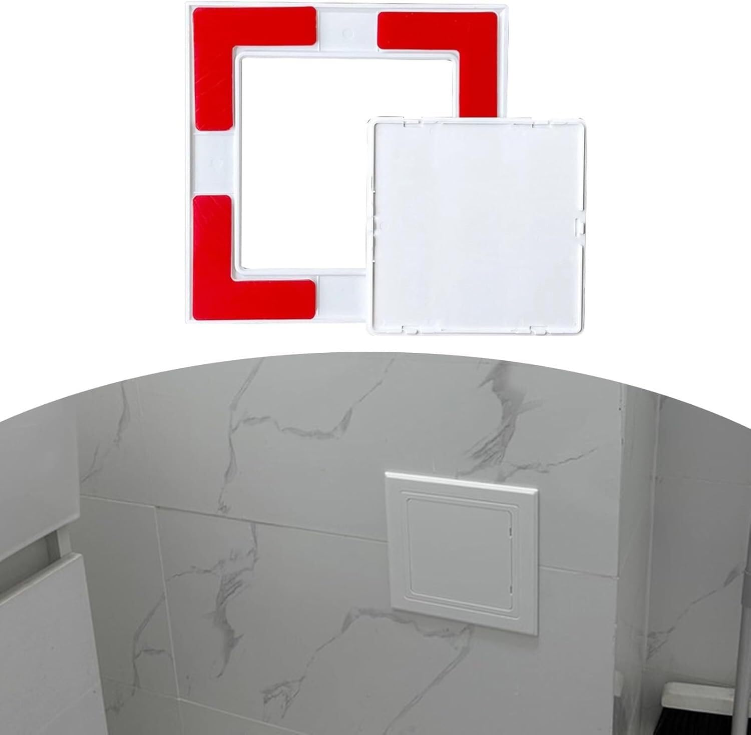 Cucce One Color Pipe Inspection Hatch Bathroom Plumbing Access Panel Hatch，Self-Adhesive Wall Hole Cover For Bathtub/Tile/Ceiling(100X100mm (4X4in))