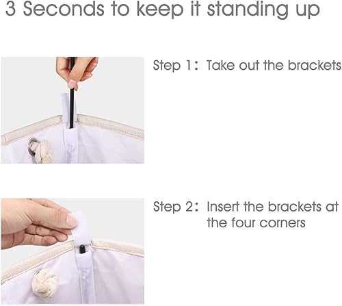 Miniatura 4 de DYD Paquete de 2 cestas para la ropa sucia con asas y soportes, cesta pequeñagrande y alta para niños y niñas, plegable, forro integrado para