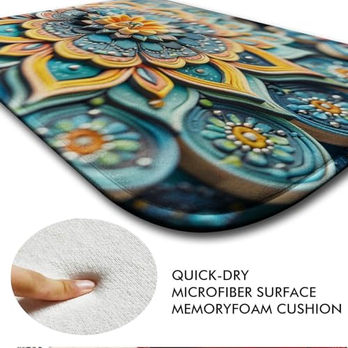 Tapis de bain en mousse à mémoire de forme 3D Fleur lavable taille L - 5