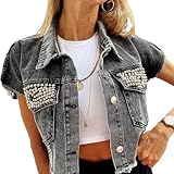 Relaxed fit, distressed gewaschen, funkelnde Strass, trendige Streetwear.