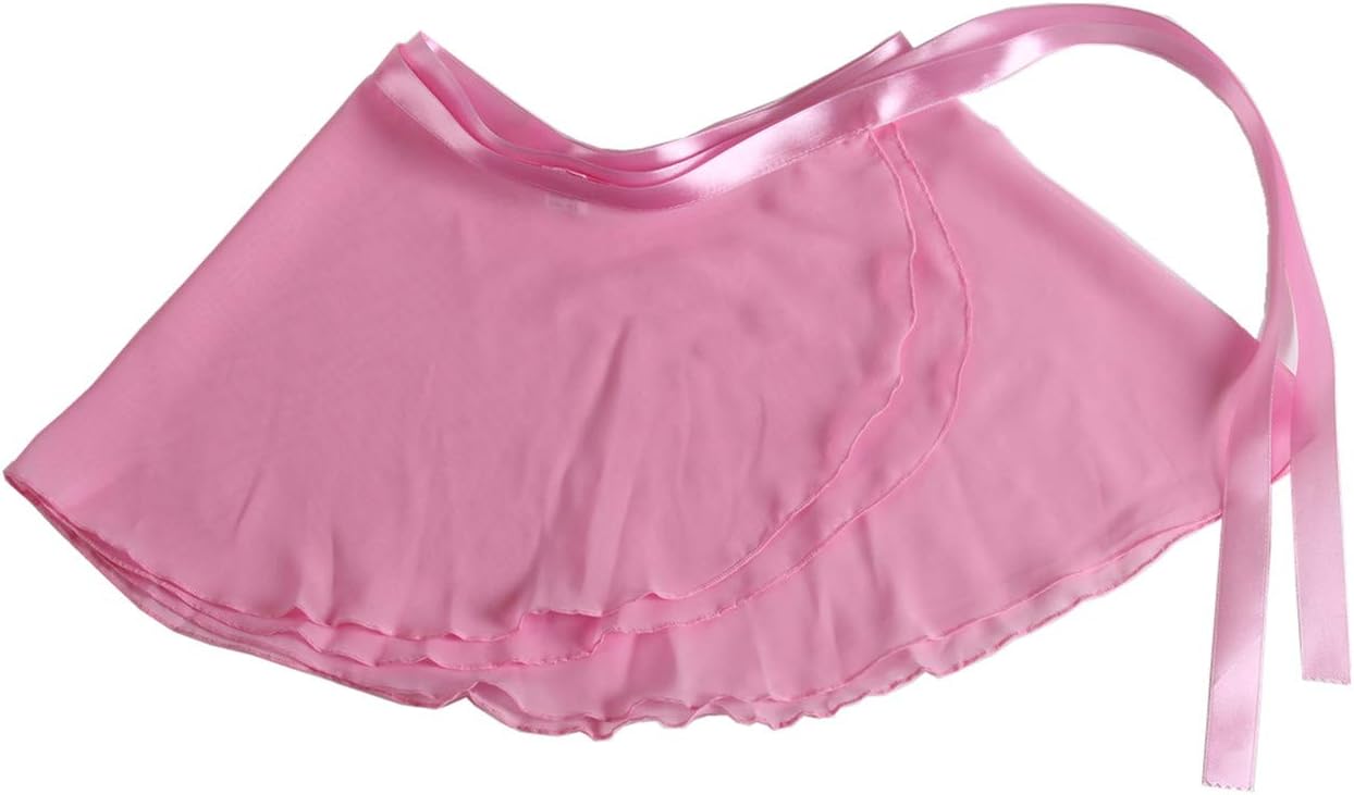 Girls Ballerina Sheer Wrap Ballet Tutu Dress Child Dance Skate Over Scarf Dancewear with Tie Waist Chiffon Dance Skirts