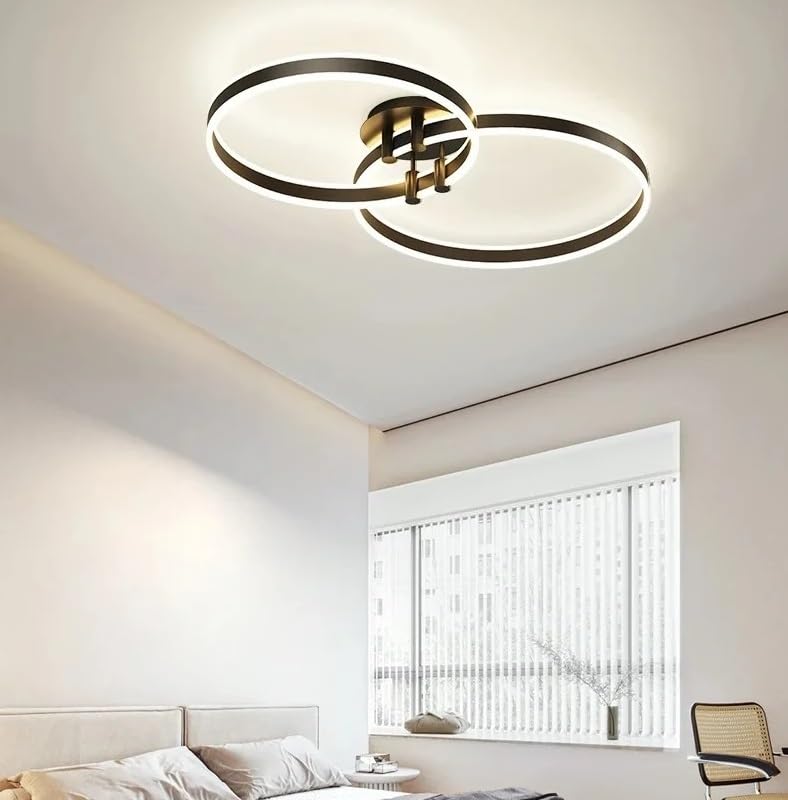 Lustre salon LED moderne dimmable | Éclairage suspension noir sans éblouir