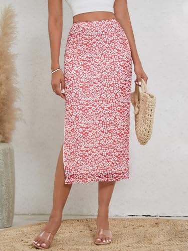 Women Floral Midi Casual Skirts4