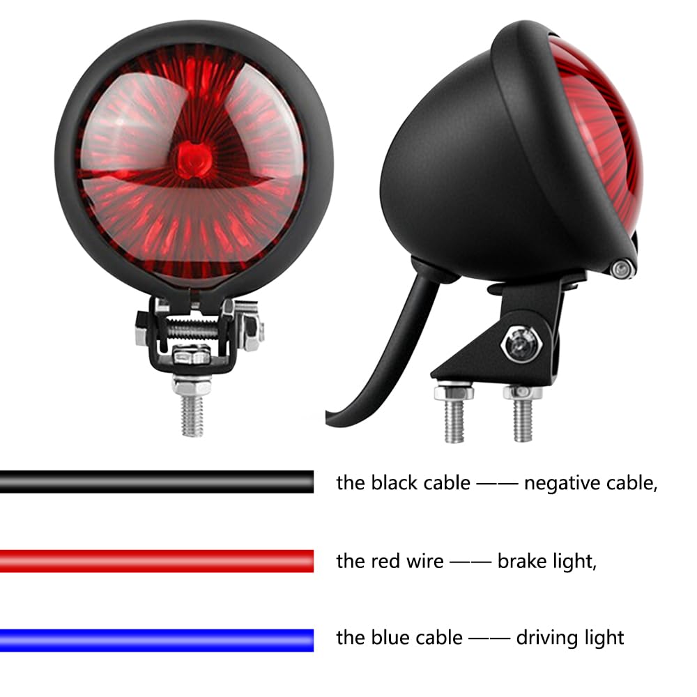 TOTMOX 12V Tylne światło LED motocyklowe Czarne metalowe tylne światło hamulcowe do Harley Chopper Bobber Cafe Racer wodoodporne