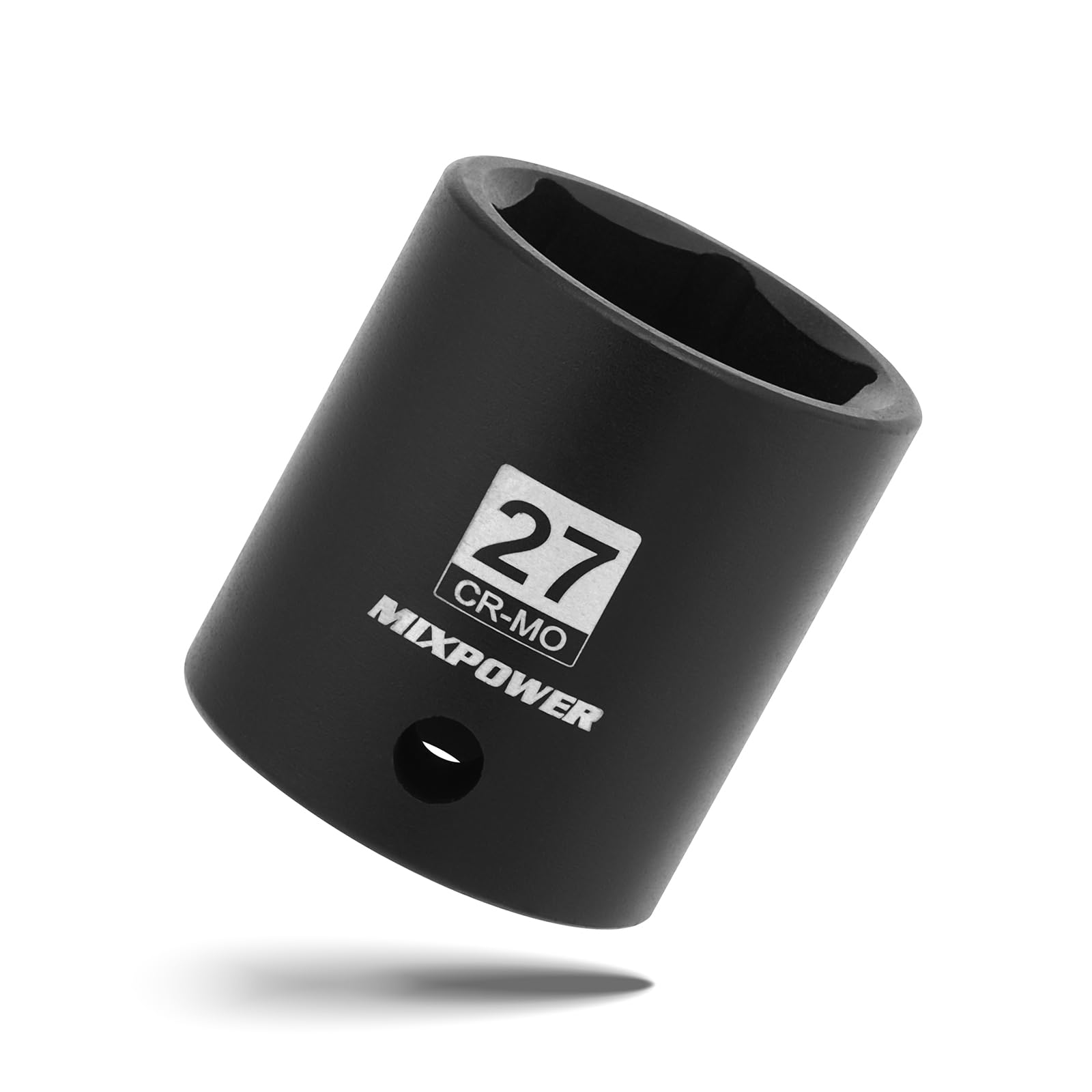 MIXPOWER 1/2" Drive Shallow Impact Socket, CR-MO, 27mm, 6 Point, Radius Corner Design, Axle Nut Impact Grade Socket for Easy Removal