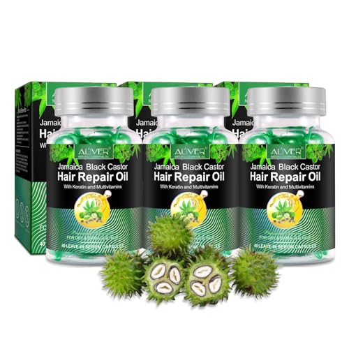 P-Beauty, 3 capsule di olio di ricino, con cheratina e vitamine, 3 x 40 capsule per uso esterno, olio per capelli per la crescita dei capelli e la cura del cuoio capelluto, per la cura dei capelli,