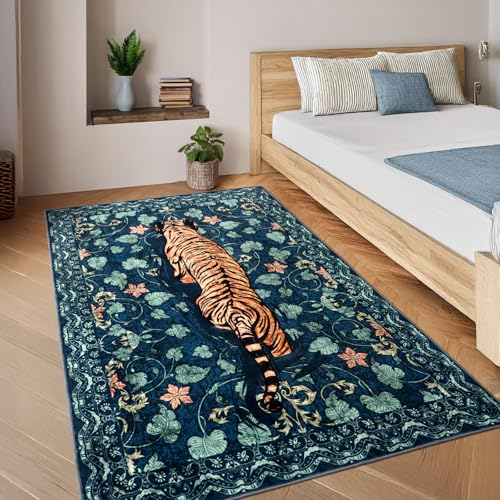 TUKDAK Waschbarer Teppich für Wohnzimmer 120×180cm, Grün Antirutsch Schlafzimmer Teppich mit Gummirücken… – Ansicht 8