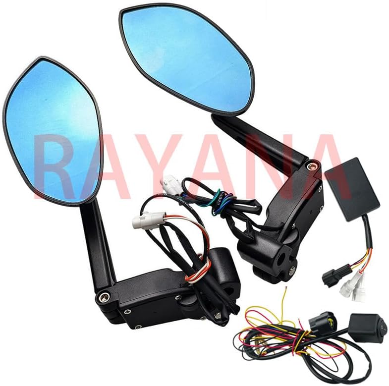 RAYANA Electric Folding Rearview Mirror Aluminum Alloy for Motorcycle Scooter ATV