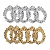 JECOMPRIS 10 Mini Marcos Ovalados de Resina para Fotos DIY, 5 Plateados y 5 Dorados, Material Decorativo para Joyería y Decoración del Hogar, Accesorios para Manualidades y Exhibición