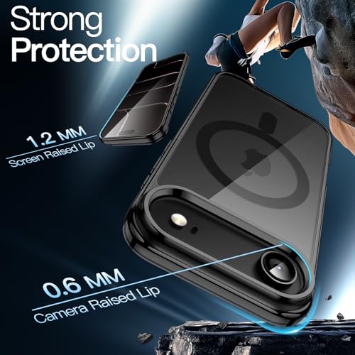 Image of JETech Magnetic Case for iPhone Air Compatible with MagSafe, Shockproof Phone Bumper Cover, Anti-Scratch Clear Back, 6.5-Inch Display (Black)