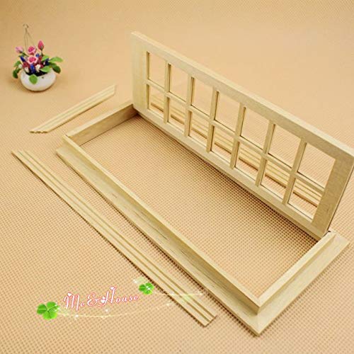1:12 Scale 14 Panel French Glass Door Dollhouse Miniatures Kit; 3.38
