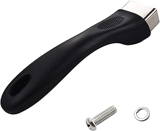 Pot Handles Replacement, 6.4 inch Non Slip Anti Scalding Pan Handle with Screw, Plastic and Stainless Steel Pot Handle wit...