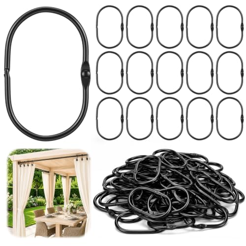Hicarer 50 Pcs Metal Gazebo Curtain Hooks, Black Gazebo Curtain