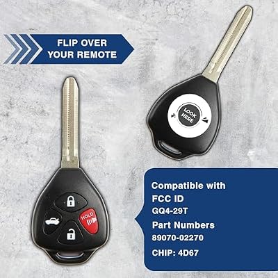 KeylessOption Key Fob Replacement for 2008 2009 2010 2011 2012 Toyota Avalon Corolla Remote, 4-Button GQ4-29T, Locksmith Required
