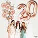 KatchOn, Rose Gold 20 Balloon Number - 40 Inch, Pack of 12 | 20 Balloons with Confetti | Cute 20 Birthday Decorations for Her | 20th Birthday Balloons | Happy 20th Birthday Decorations for Women