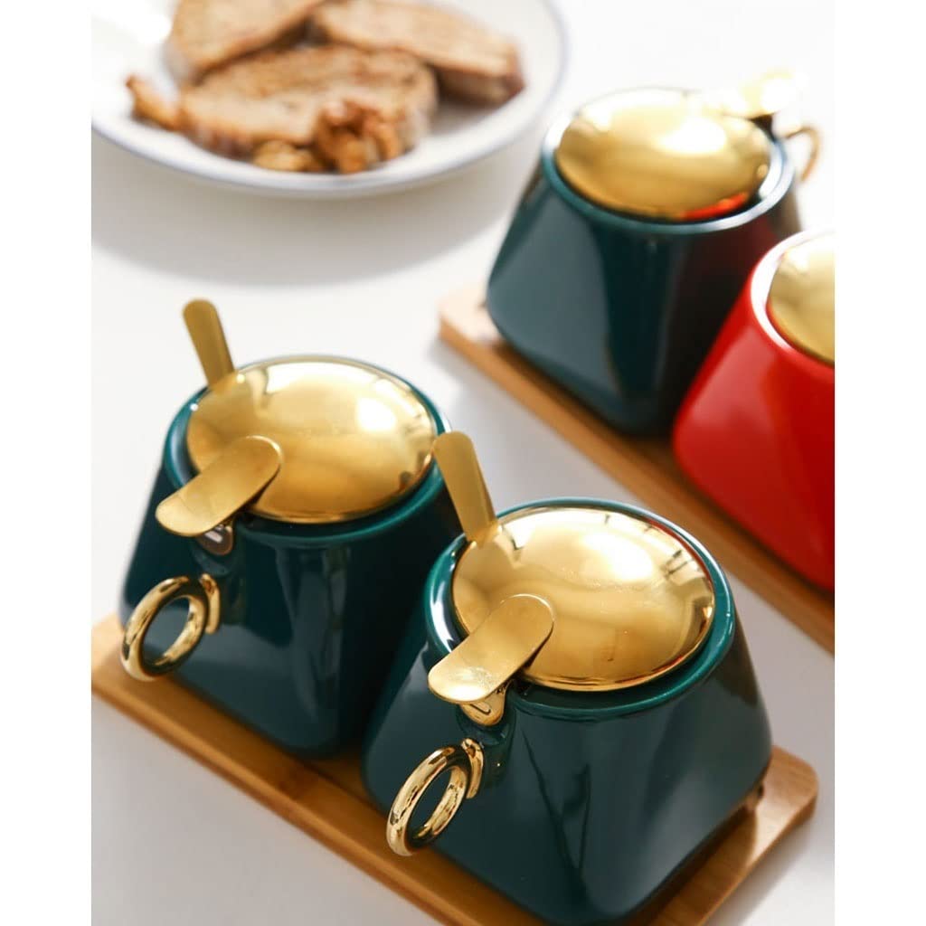 pot à épices， Pot d'assaisonnement de cuisine, Pot à épices domestique, bol d'assaisonnement adapté à l'huile, piment en poudre, poivre, condiments 3 pièces