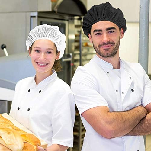 Bulk Pack Of 24 Black Chef Hats – Reusable Polyester Cotton Hair Nets For Kitchen, Food Service & Catering