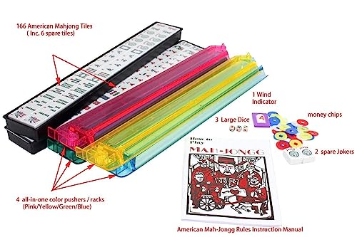 Set de Mahjong Americano 166 fichas en bolsa portátil miniatura 6