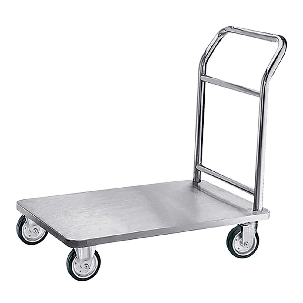 WAS 4428 002 Edelstahl Plattformwagen mit 4 Rollen, 90cm Länge, 60cm Breite, 93cm Höhe