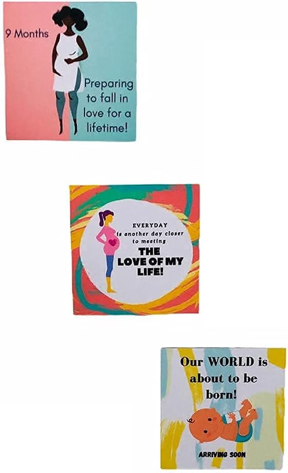 Magdu Pregnancy Fun Magnet Cards | Milestone Cards | Fridge Magnet | Baby Shower Decor Item | Pregnancy Gift for Mom and Dad to Be (Pack of 3)