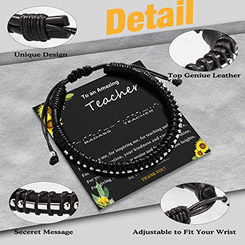 Inspirational Gifts for Men Morse Code Bracelets Mens Bracelets Graduation Gifts for Him Fathers Day Adjustable Leather Bracelet Motivational Birthday Annivesary Jewelry Stocking Stuffers for Men