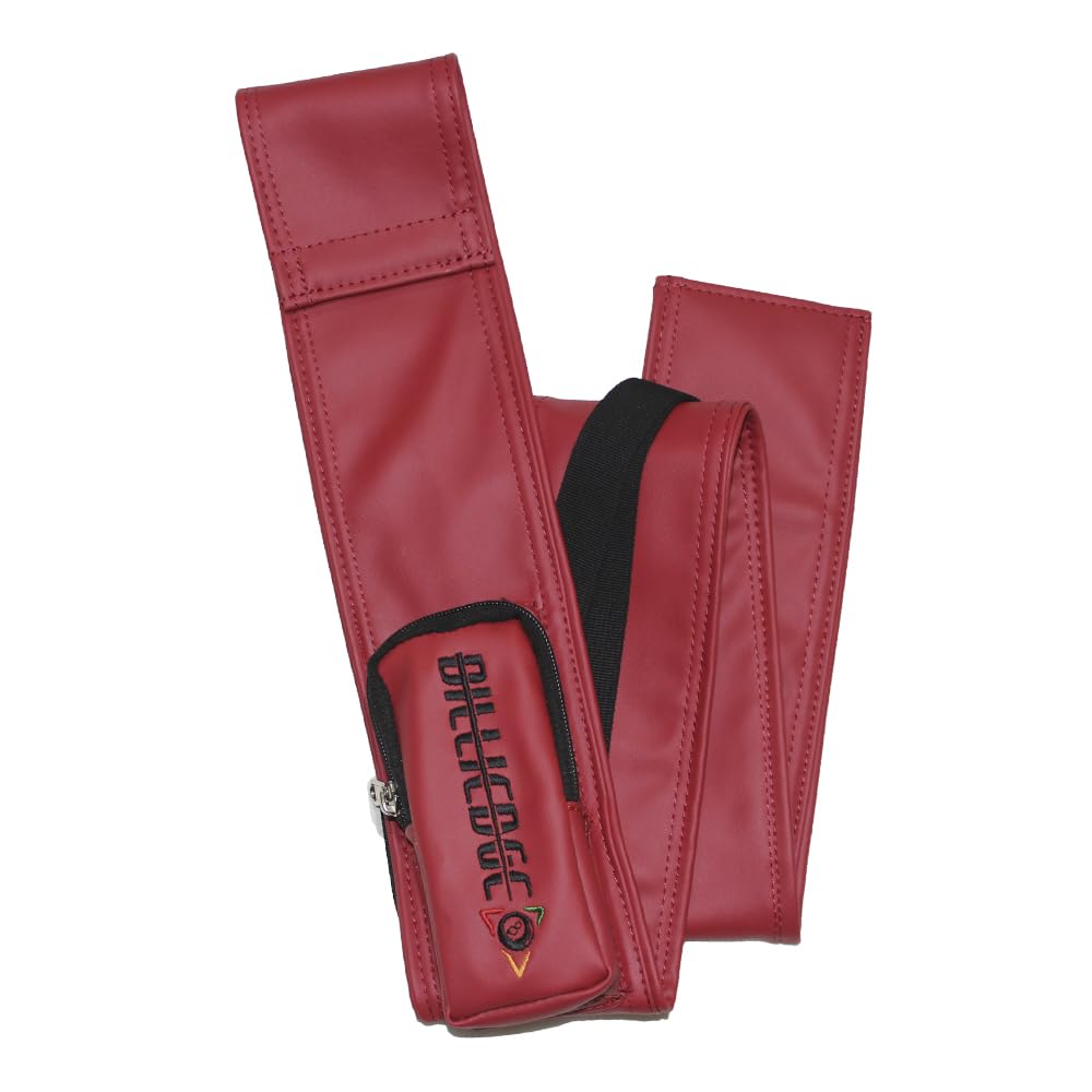 Billiedge Premum Billiard Snooker 3/4 Cue Stick Cover (3/4 One Quarter Butt) Cue Cover with Pocket (Red)