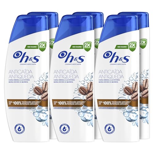H&S Champú Anticaspa Anticaída para Hombre 6x330ml Uso Diario, Con Cafeína, Hasta 100% de Protección Anticaspa, Clínicamente Probado, Para Todo Tipo de Pelo y Cuero Cabelludo