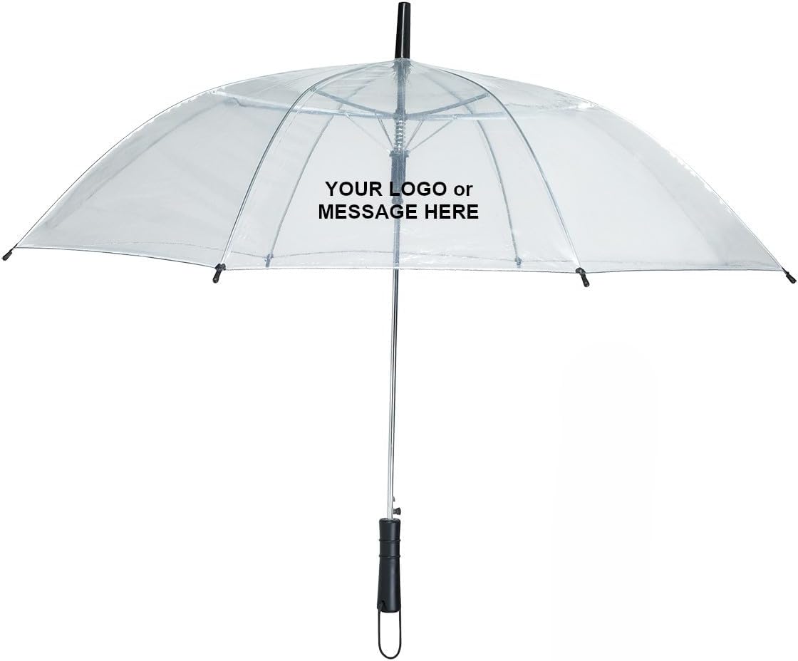 Promos On-Time 25-Qty Custom Printed Clear Umbrellas with Logo or Message