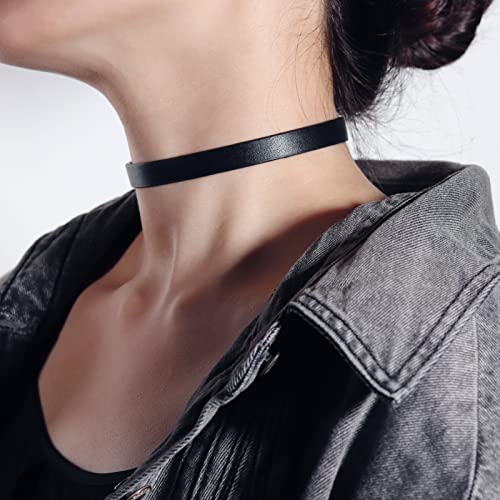 Hexalova Black Choker Necklace, Goth Choker, Black Leather Choker, Gothic Choker Collar, Emo Punk Choker, Goth Jewelry For Women Girls (Simple) #TOP2
