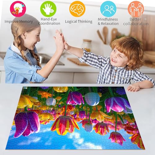 HUADADA Jigsaw Puzzles for Adults 1000 Piece Jigsaw Puzzles for Adults Challenging Game Puzzles with Letters on Back(Flower)