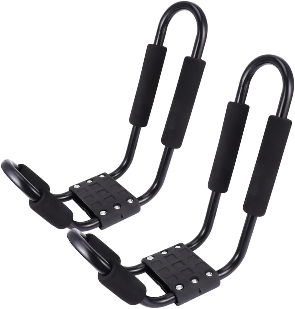Balacoo 2pcs Kayak Roof Rack for Car Rooftop Luggage Carrier, J-Shaped Canoe and Ski Board Holder, Detachable Mount for SUV Truck Crossbar, Outdoor Water Sports Transport Rack