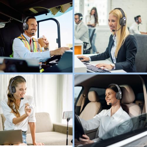 BRAMMAR Trucker Bluetooth Headset with AI Noise Cancellation Microphone, Trucker Headset with 65Hrs Talk Time & Mute Button, Multipoint Connection, Bluetooth Headsets Fit for Truck Drivers/Cell Phones - image 7