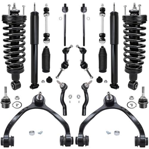 Image of Detroit Axle - 18pc Suspension Kit for Ford Crown Victoria Lincoln Town Car Mercury Grand Marquis Front Struts Control Arms Ball Joints Tie Rods Boots Front Rear Shocks Sway Bars Replacement