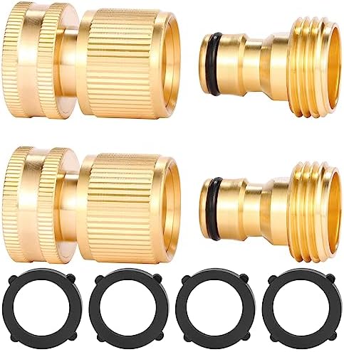 4 Pack Garden Hose Quick Connector – Brass GHT Thread, 3/4 Inch, Adapter Set