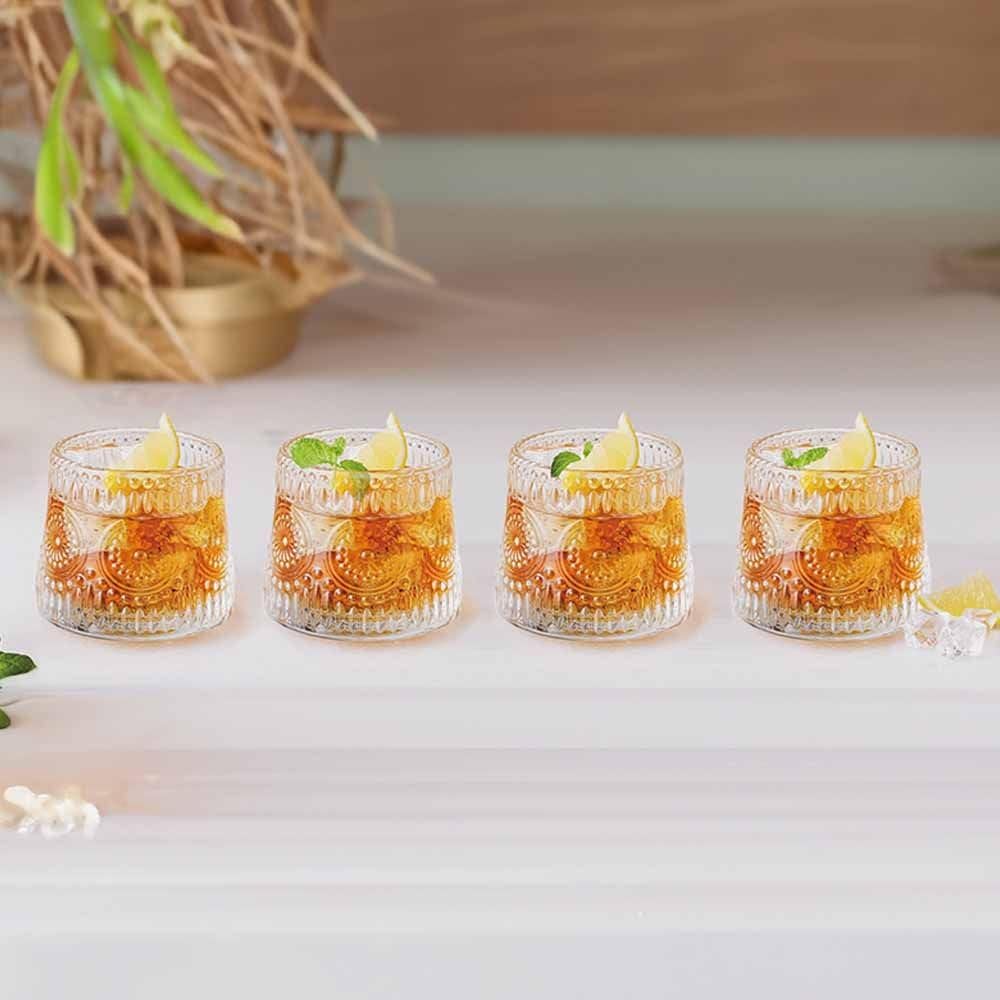 Danube Home Mysteva 4-Piece Sunflower Glass Set,160Ml L 34 x W 8 x H 8 cm