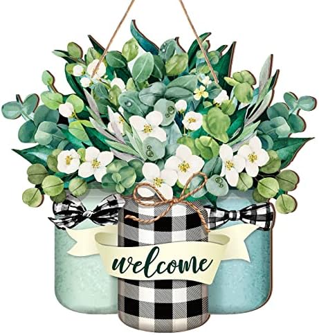 Amazon.com : Hello Spring Door Sign Colorful Floral Spring Hanging Sign ...
