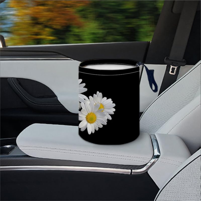 Image of Portable Reusable Waterproof Car Trash Bin, Multipurpose Vehicle Organizer, Road Trip Essentials (Daisy)