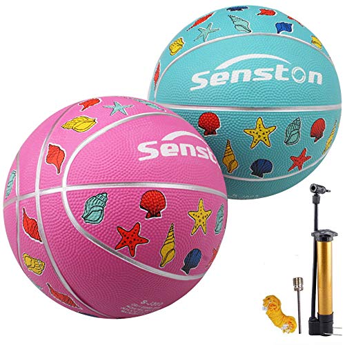 Senston 2 Piezas Balon Baloncesto Niños Balon de Baloncesto Pelota Baloncesto de Goma de Tamaño 3