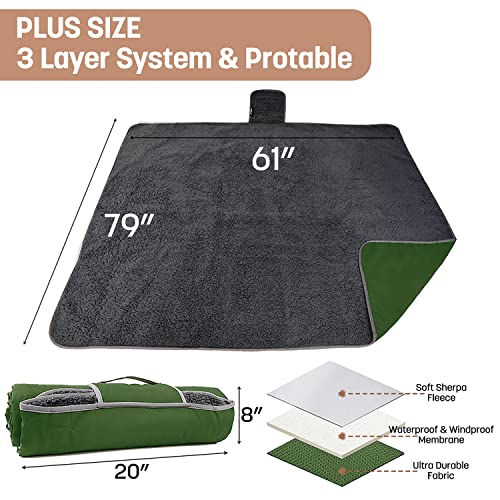 Kato Tirrinia Camping Decke wasserdicht, wasserdichte Picknickdecke Sherpa Outdoor Decke Sanddichte Warm Thermodecke Reisedecke, für Camping Strand Reise Auto Hunde, 150 x 200 cm