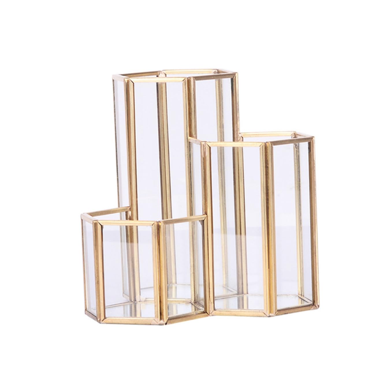 Artibetter Stiftehalter Sechseckiger Schreibtisch Goldfarbener für Glas