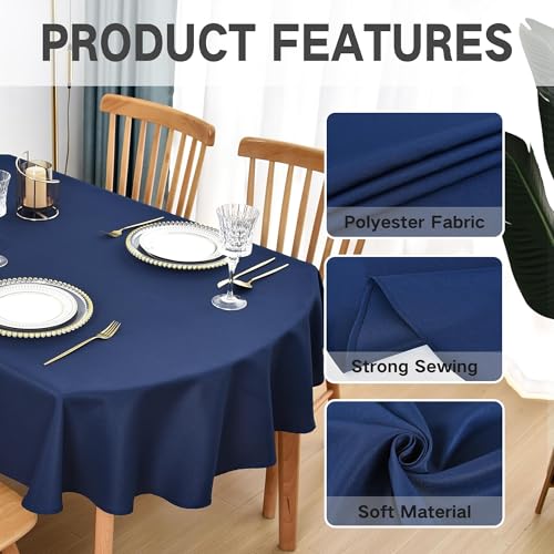 Nacuci Oval Tablecloth 52 x 70 in Polyester Fabric Tablecloths, Navy Blue by Nacuci - Used condition - Image 4