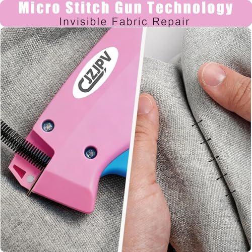 Image of Stitch Gun for Clothes, Stitchy Quick Clothing Fixer, Micro Tagging Gun for Clothing, Mini Sticky Sewing Gun, Stitch Fix Gun, Includes 6 Needles, 1000 Black & 1000 White Fasteners