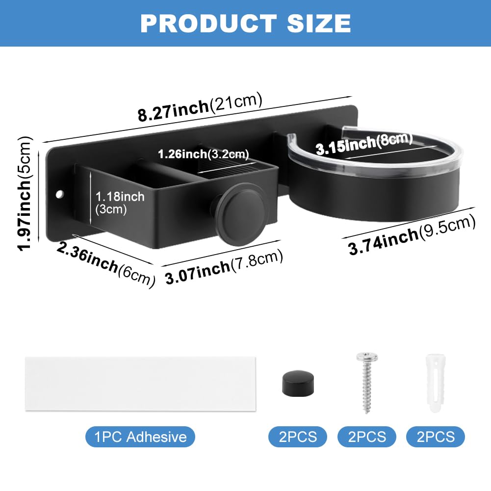 Hair Dryer Holder Wall Mounted, Hair Dryer and Straightener Holder, Hair Tool Organizer for Bathroom, Suitable for Most of Hair Dryers(Color:Black)