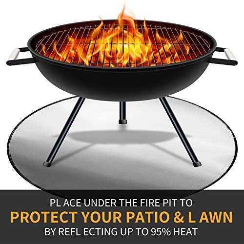 Fire Pit Mat 24'', 4-Layer Fireproof Mat, Deck Protector, Fire Pit Accessories, Burn Barrel, Under Grill Mat, Bbq Mat, Patio Shield, Fire Retardant Base Pad For Outdoors #TOP2