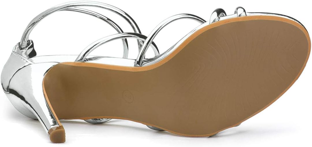 Allegra K Women's Open Toe Strappy Straps Stiletto Heel Silver Sandals 9 M US - Image 6