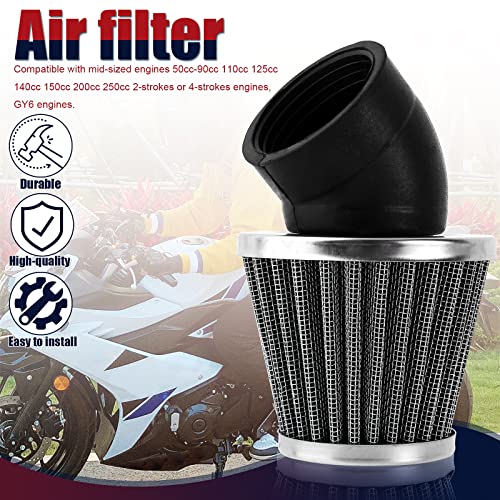 Image of 41mm 42mm 43mm 1.65inch Filter 45 Degree Angled for 125cc-150cc 200cc 250cc ATV Quad Scooter Gokart Moped Chopper Pit Dirt Pocket Mini Super Bike GY6 PZ24 PZ30 CG 1.65in