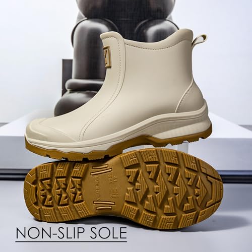 Image of Nutropa Waterproof Short Rain Boots for Men Lightweight Comfortable Garden Shoes Chelsea Ankle Rain Shoes