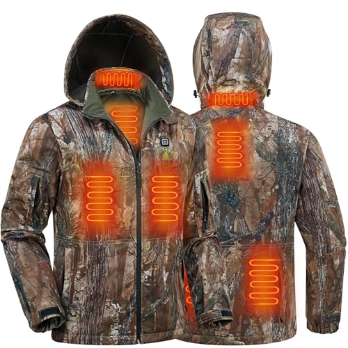 Men's Heated Jacket with Rechargeable Battery Pack, 10000mAh Electric Heating Coat for Hunting