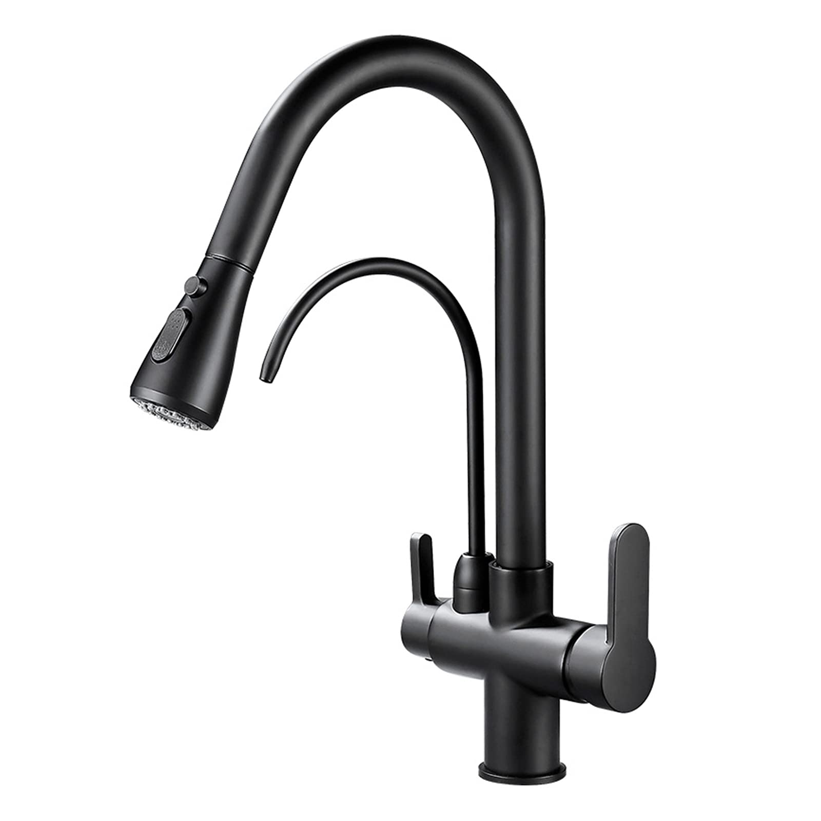 Lmysxaoz A Kitchen Sink Faucet, Rotatable Pull-Out Hot Nd Cold Water Mixer Tap, Brass Single Handle Hole Purifier Three Outlet Modes,B(A)